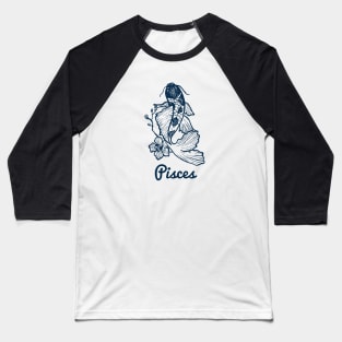 Pisces Zodiac Horoscope with Fish with Flower Sign and Name Baseball T-Shirt